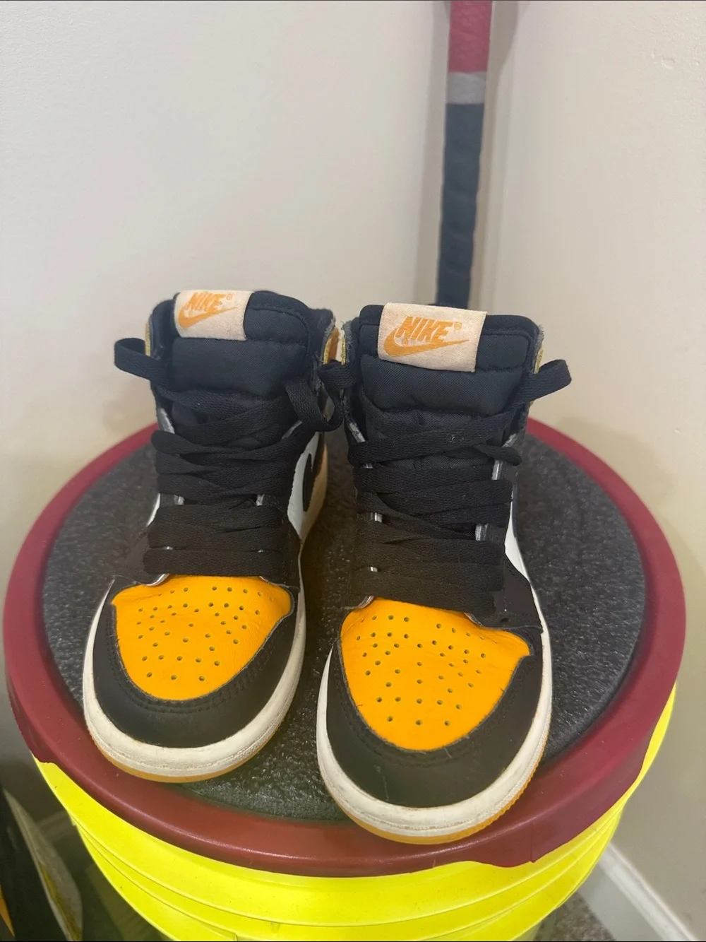 Nike Air Jordan Kids High-Top Sneakers in Yellow, Black & White